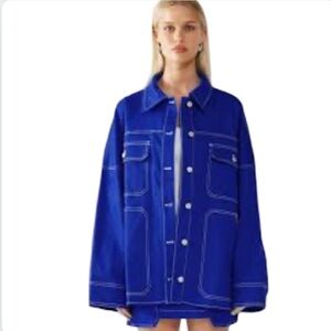 NWOT BY.DYLN Cooper Jacket in Cobalt, which features an oversized fit, Size S
